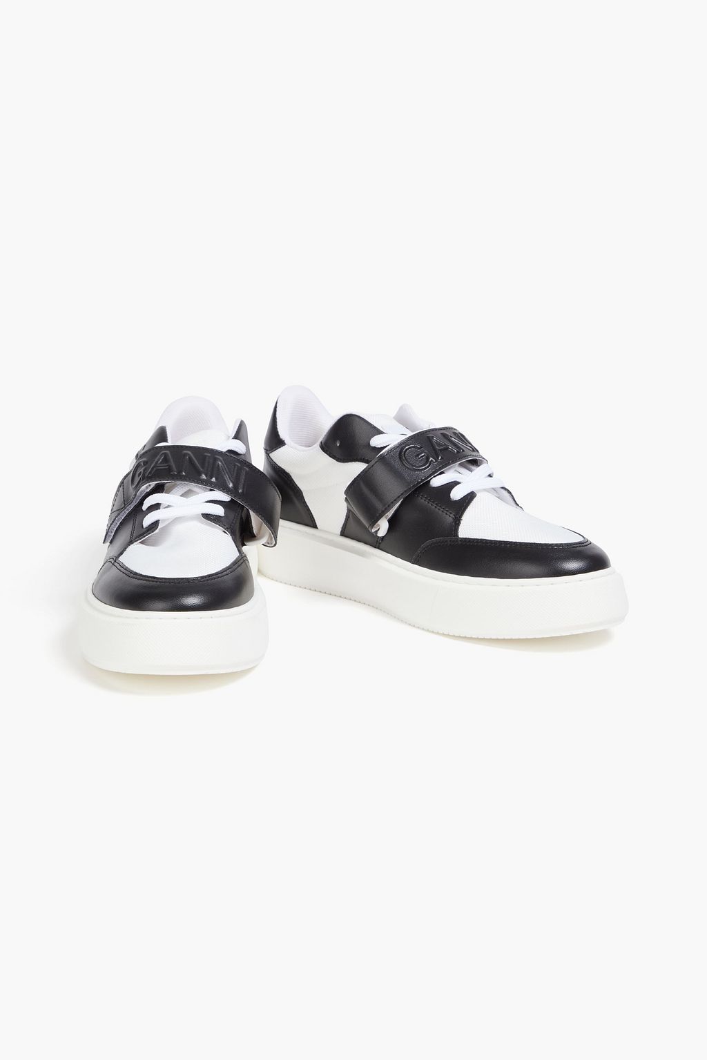 GANNI Faux leather and canvas sneakers