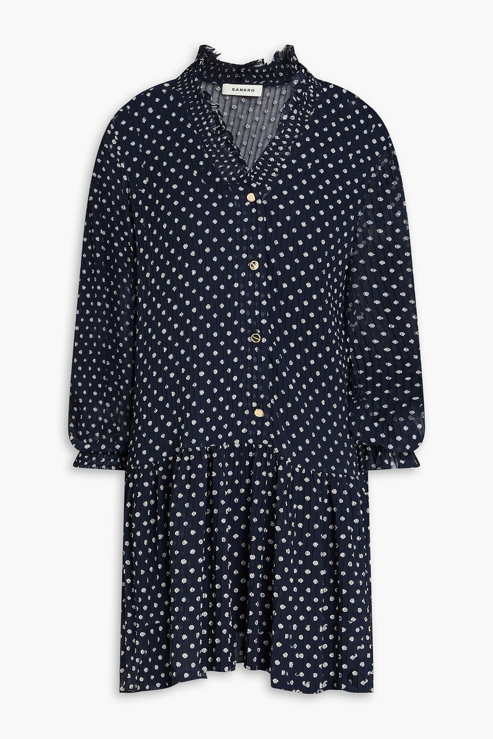 Sandro Fil Coupé Georgette Mini Dress In Blue