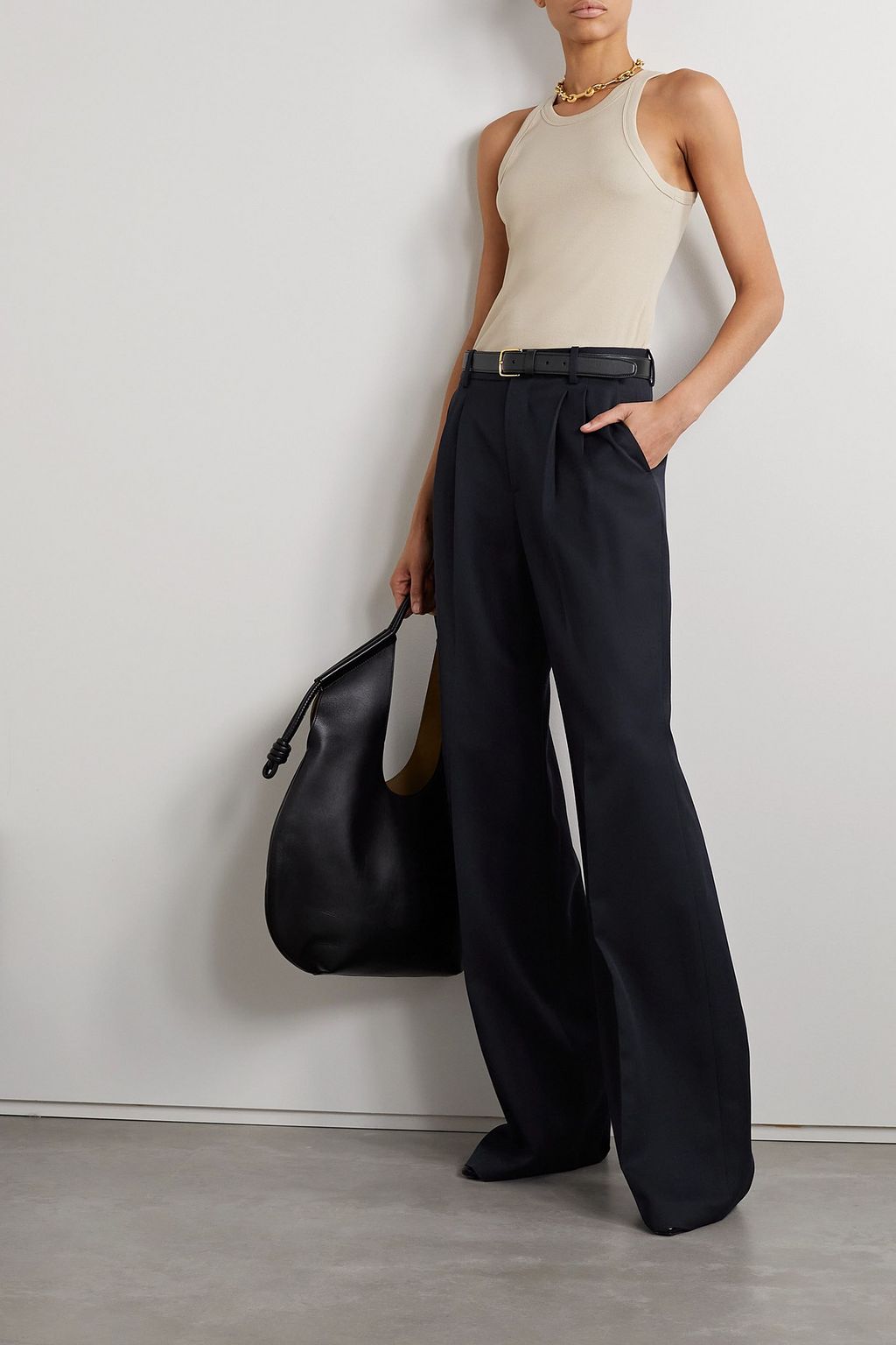 NILI LOTAN Flavie pleated wool-twill wide-leg pants