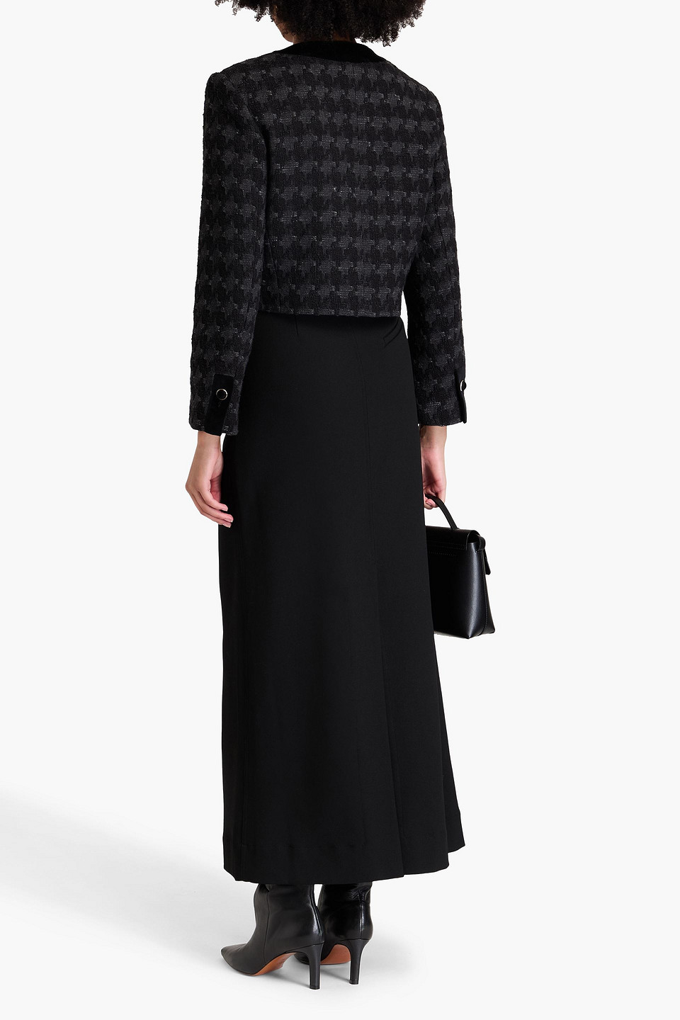  Sandro - Cropped Cotton-blend Bouclé-tweed Jacket - Black - Fr 42 