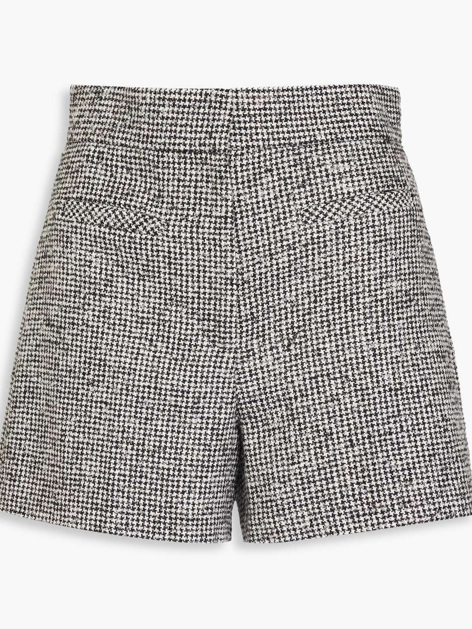 houndstooth wool-blend tweed shorts