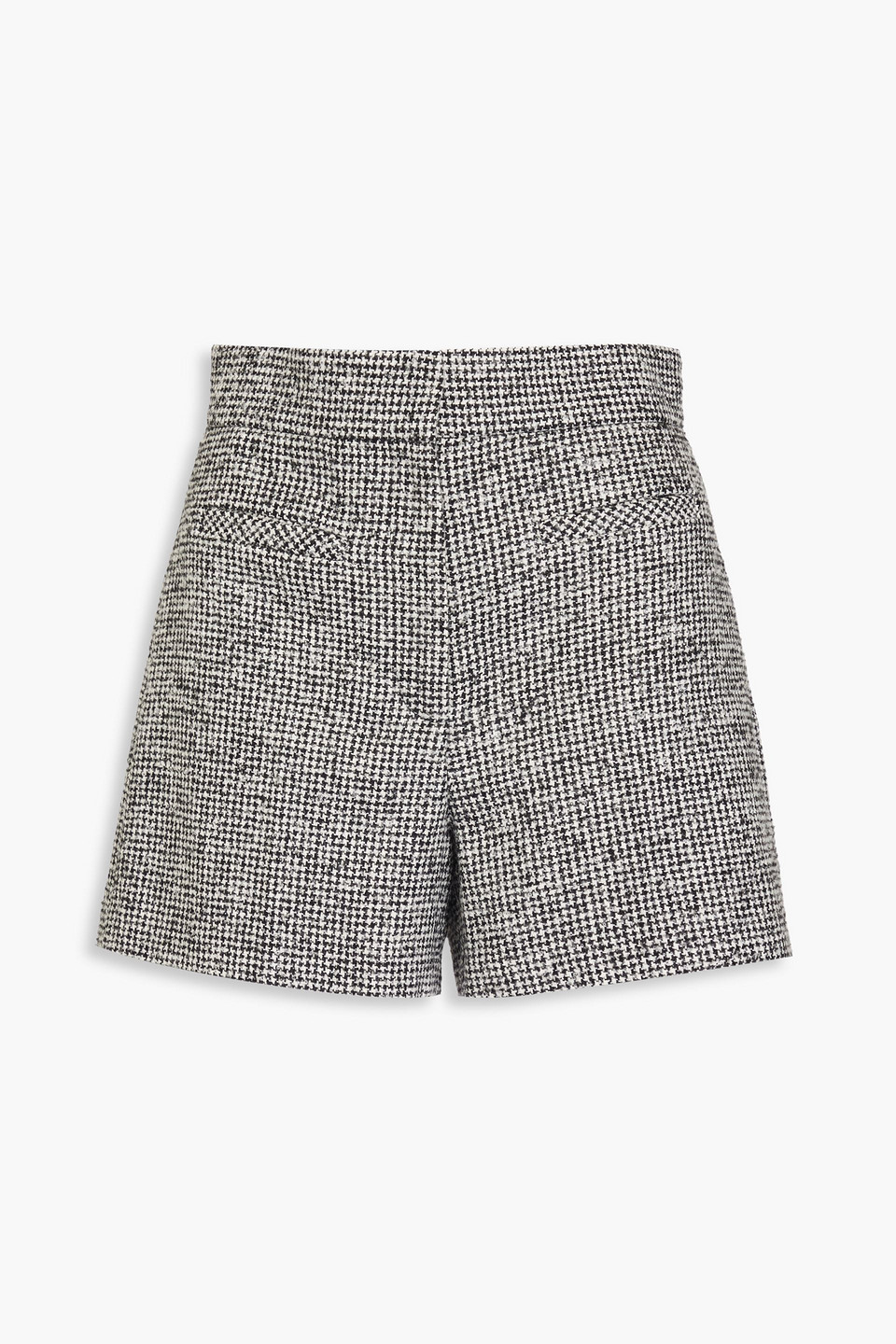 Sandro Houndstooth Wool-blend Tweed Shorts In Gray