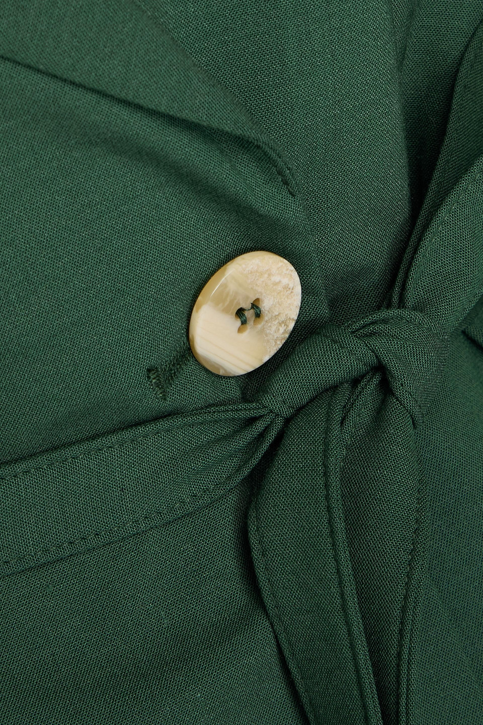 Ganni Double-breasted Crepe Blazer In Forest Green