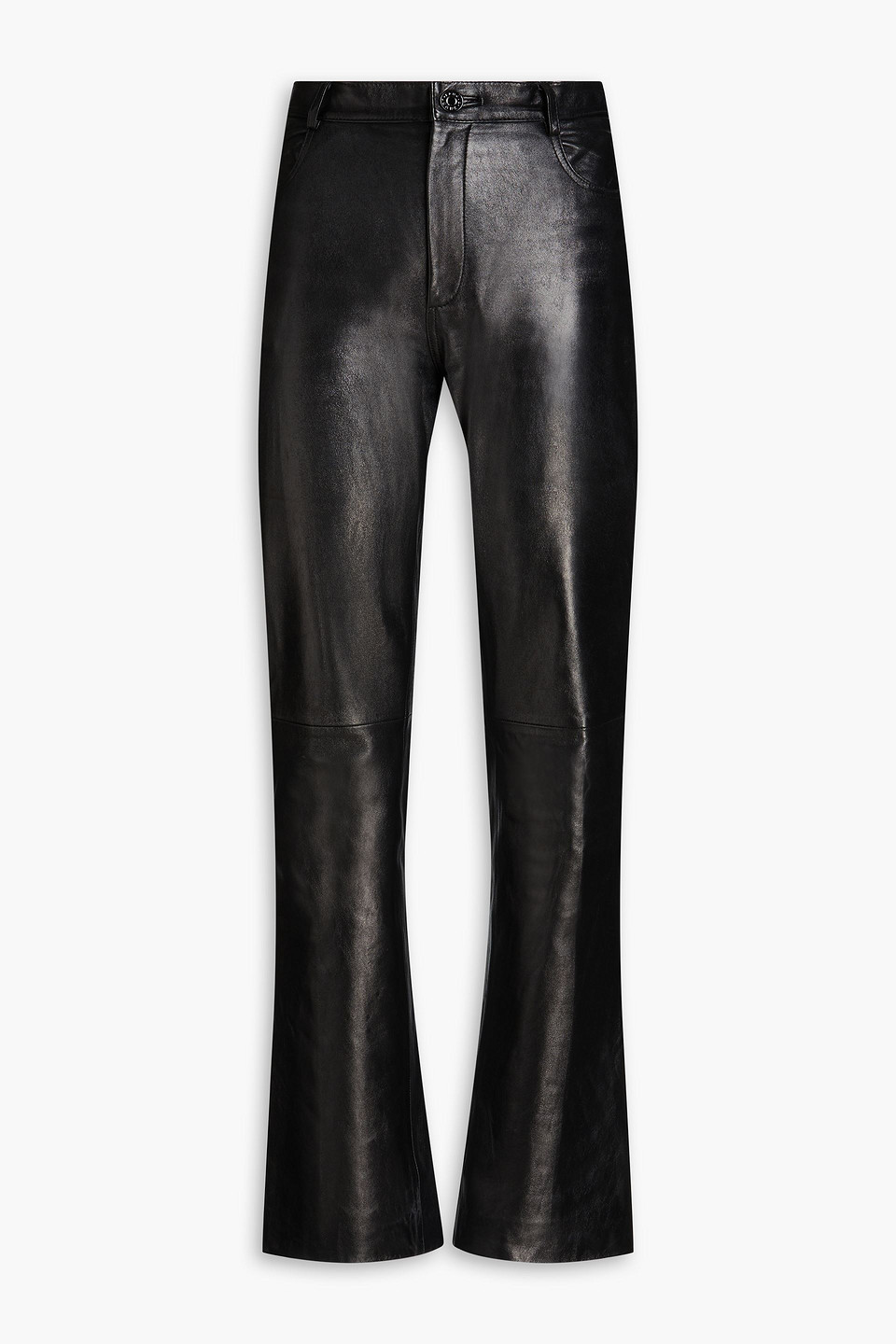 Sandro Leather Bootcut Pants In Black