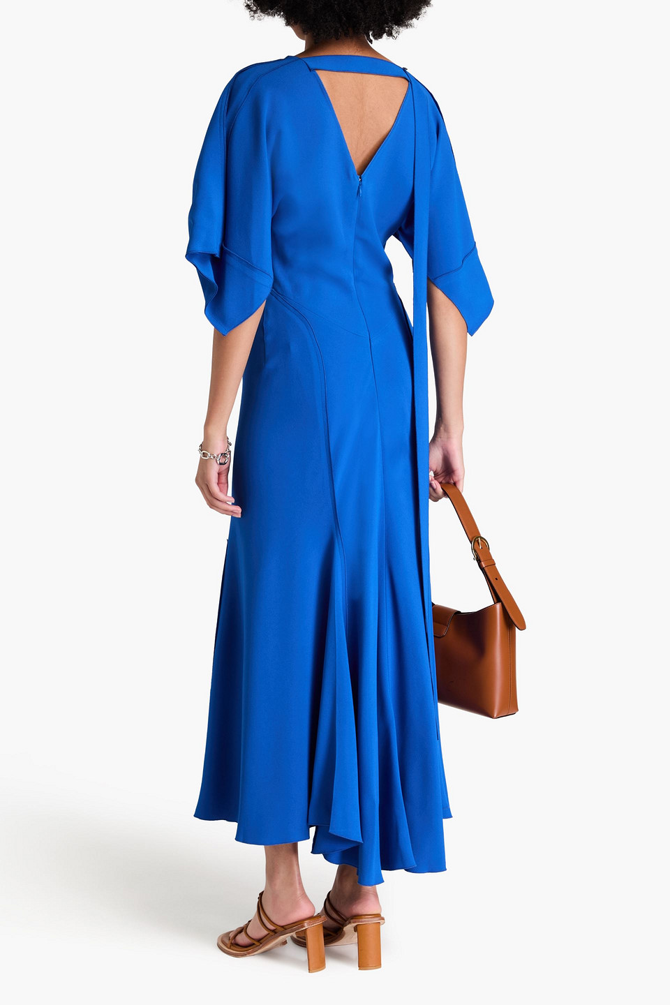 Shop Victoria Beckham Crepe Midi Dress In Cobalt Blue
