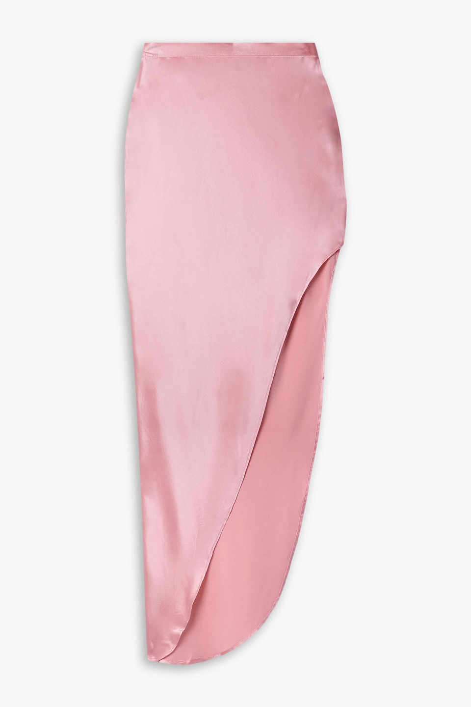 Fleur Du Mal Asymmetric Silk-blend Satin Midi Skirt In Baby Pink