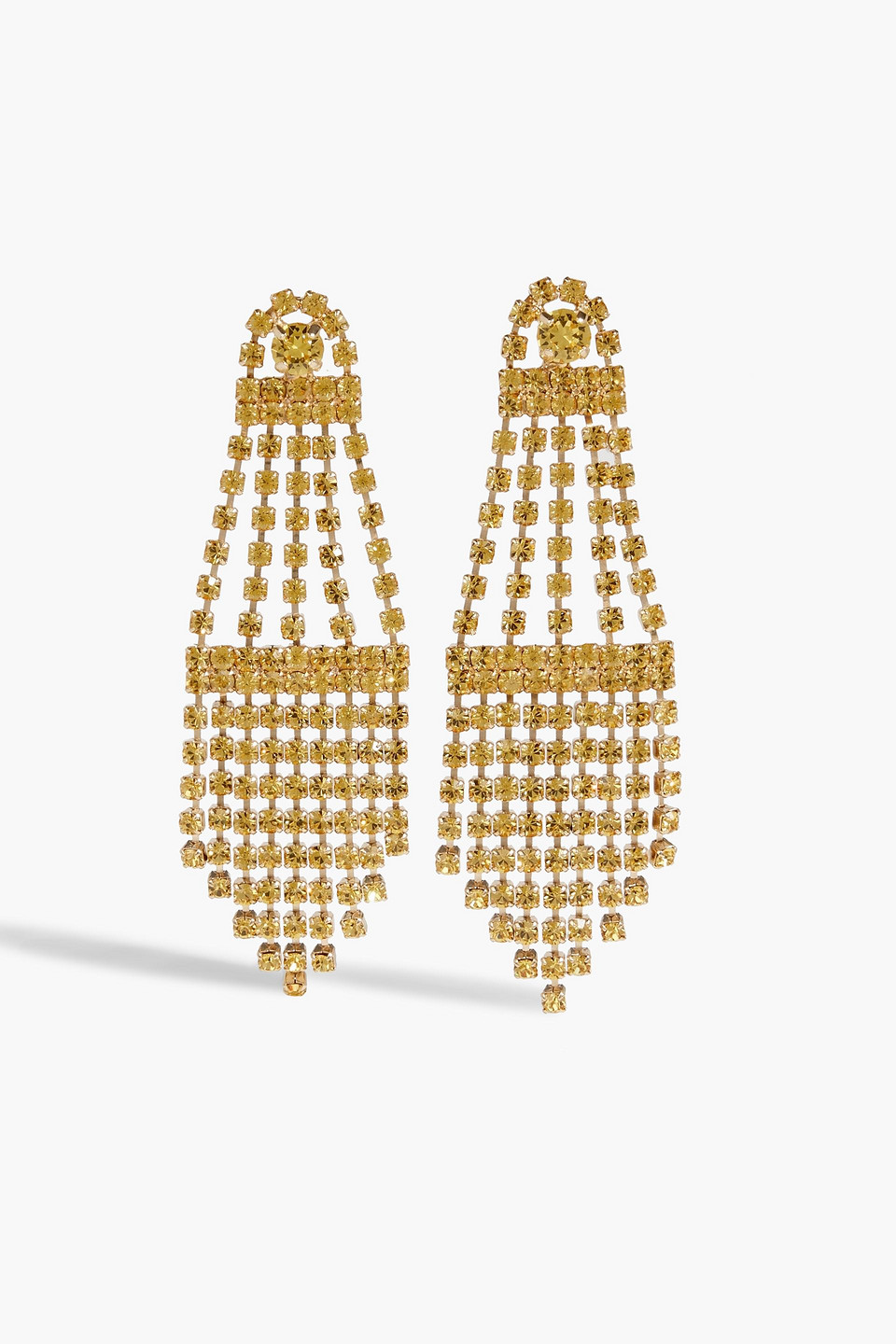 Fringed gold-tone crystal earrings