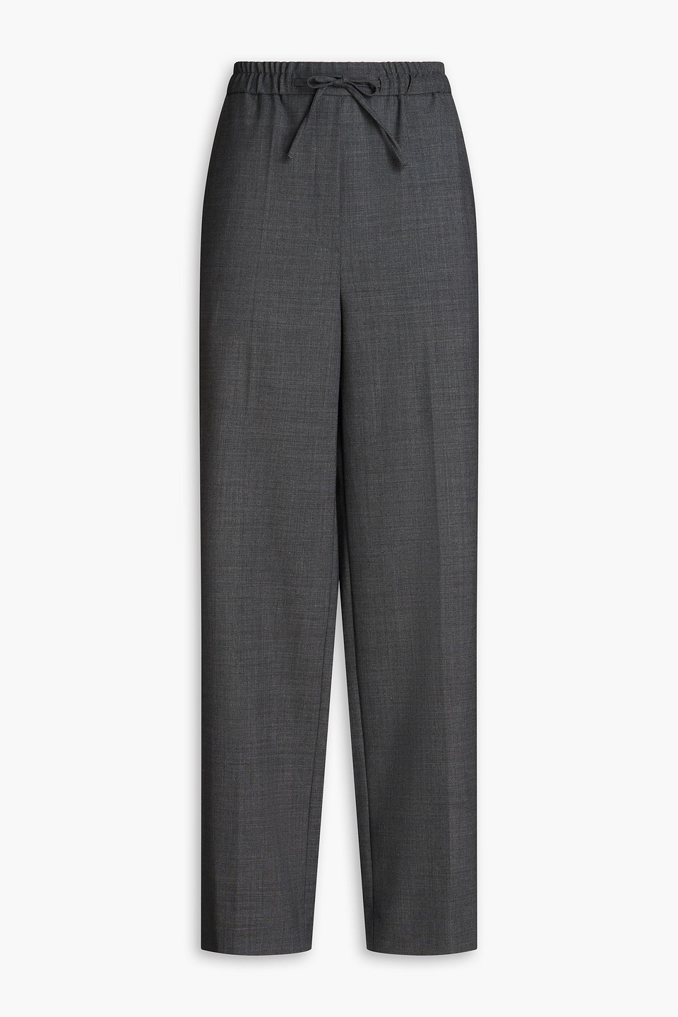 Wool-blend twill wide-leg pants