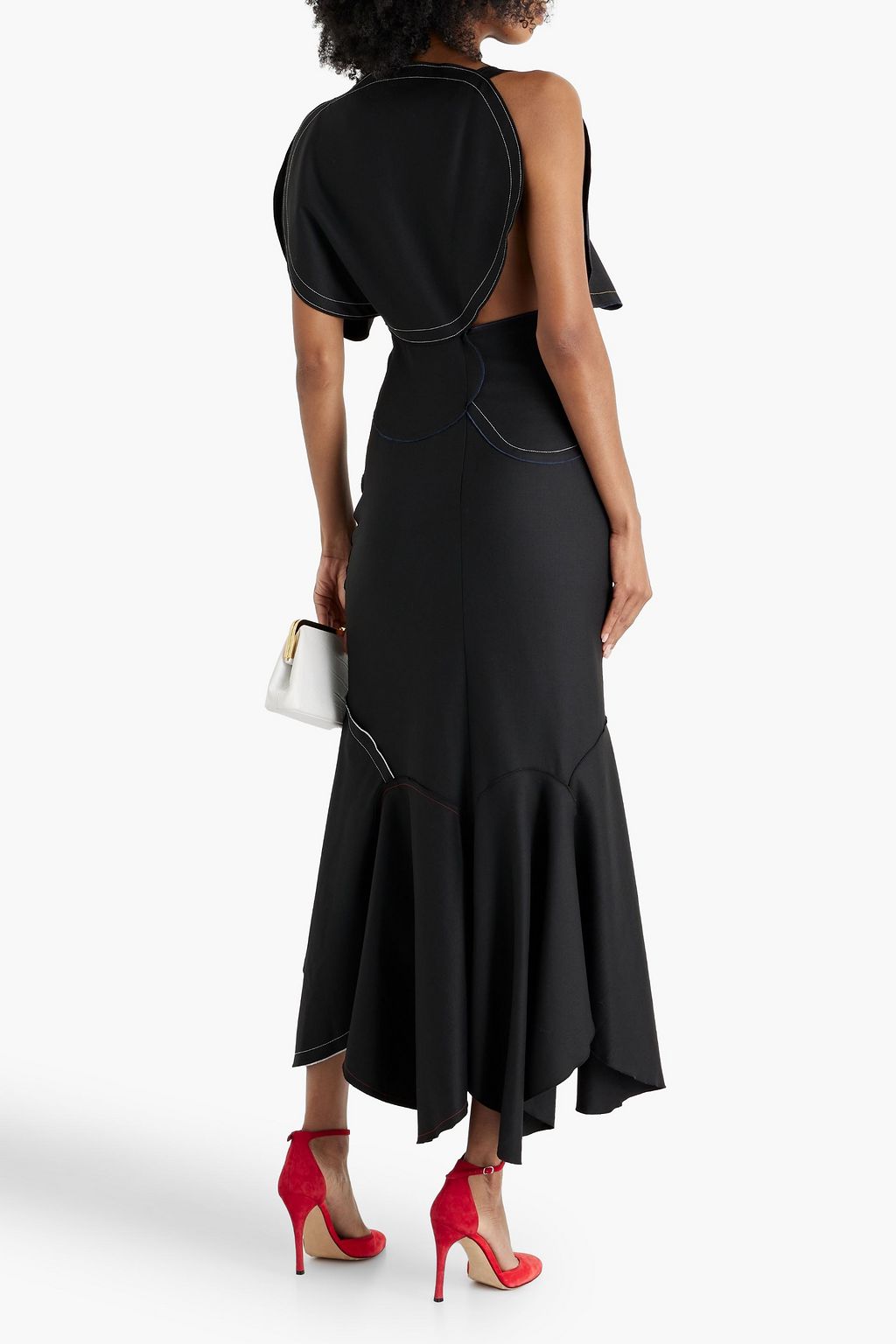 VICTORIA BECKHAM Asymmetric cutout twill midi dress