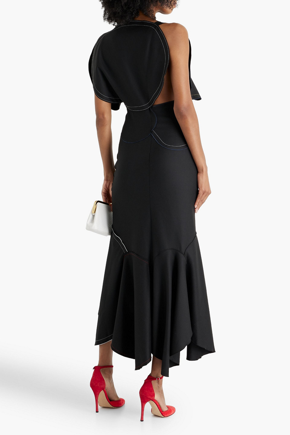 Victoria Beckham Womens Black Slim-fit Ruched Stretch-woven Maxi Dress In Black