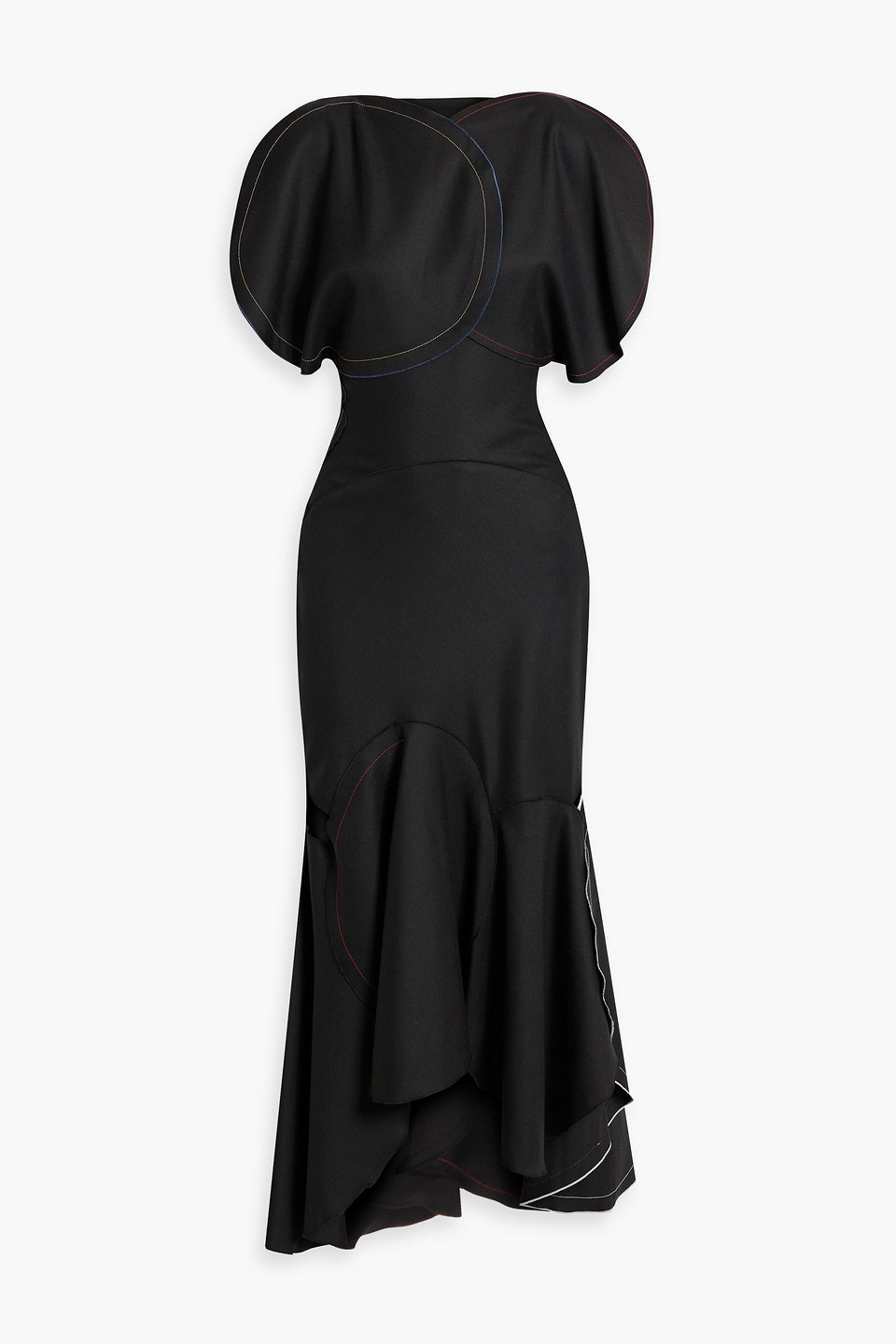 Victoria Beckham Asymmetric Cutout Twill Midi Dress In Black