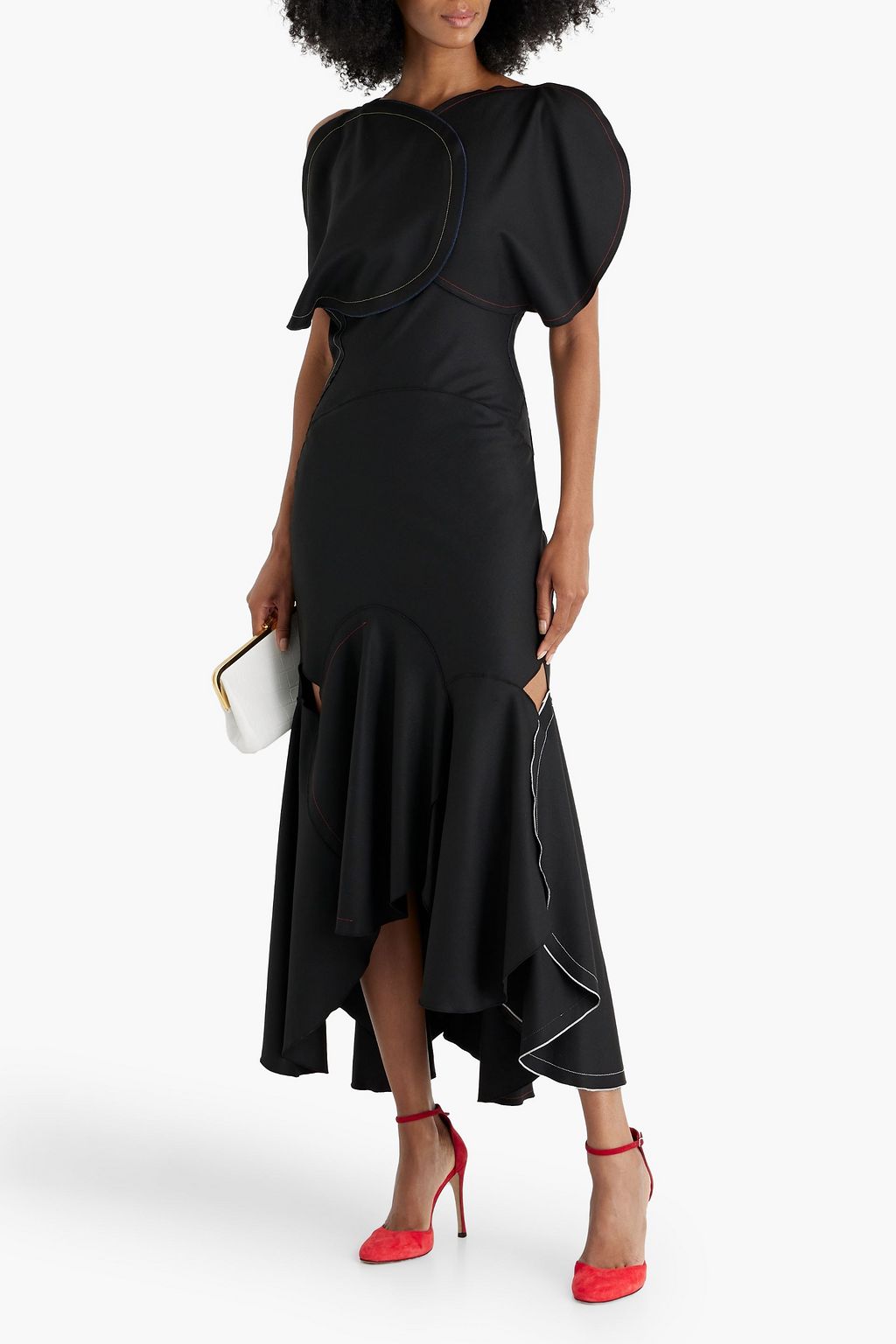 VICTORIA BECKHAM Asymmetric cutout twill midi dress