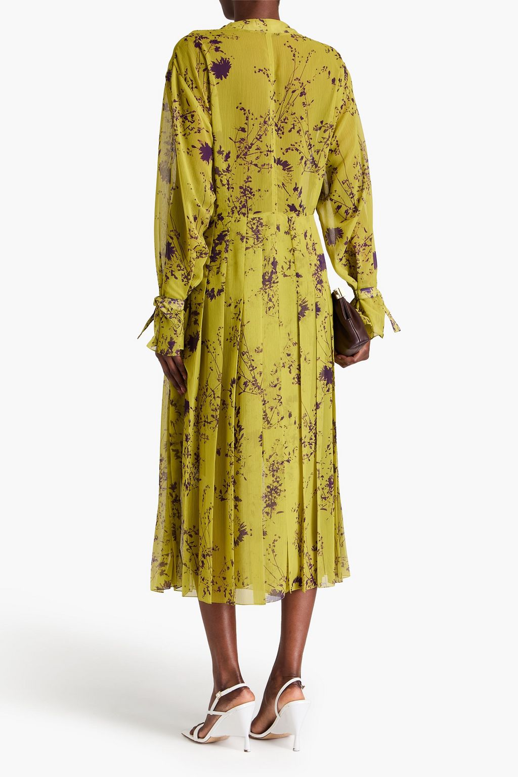 VICTORIA BECKHAM Pleated floral-print crepon midi dress
