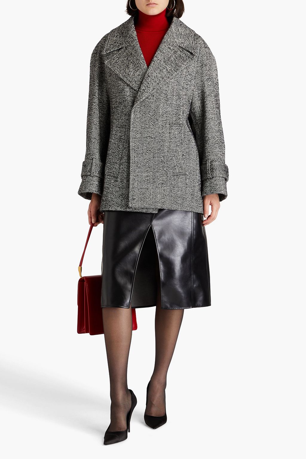 VICTORIA BECKHAM Wool-blend herringbone coat