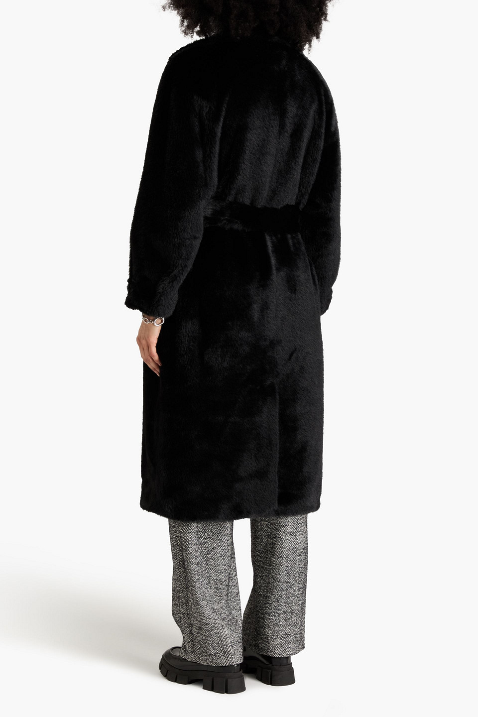  Sandro - Mantel Aus Kunstfell - Schwarz - Fr 38 