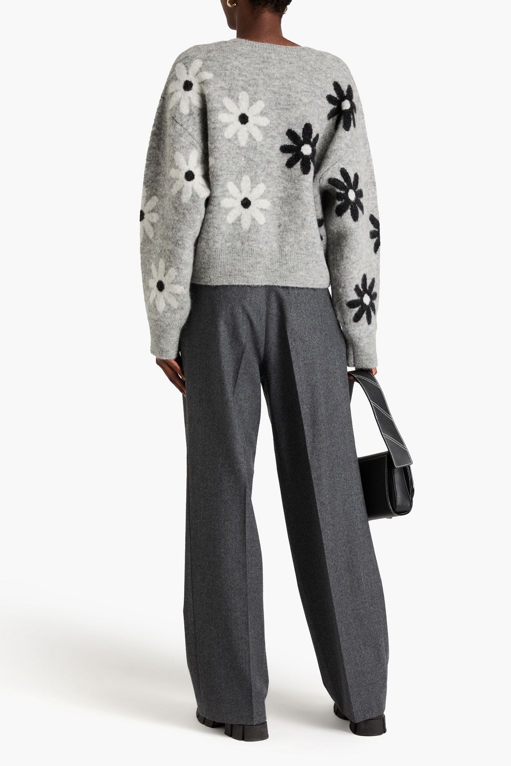 SANDRO Pleated wool-twill wide-leg pants