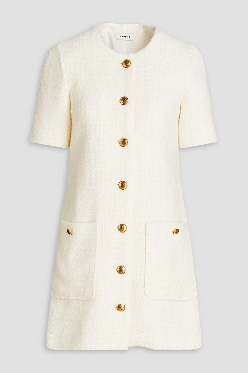 Sandro Bouclé-tweed Mini Dress In Ecru