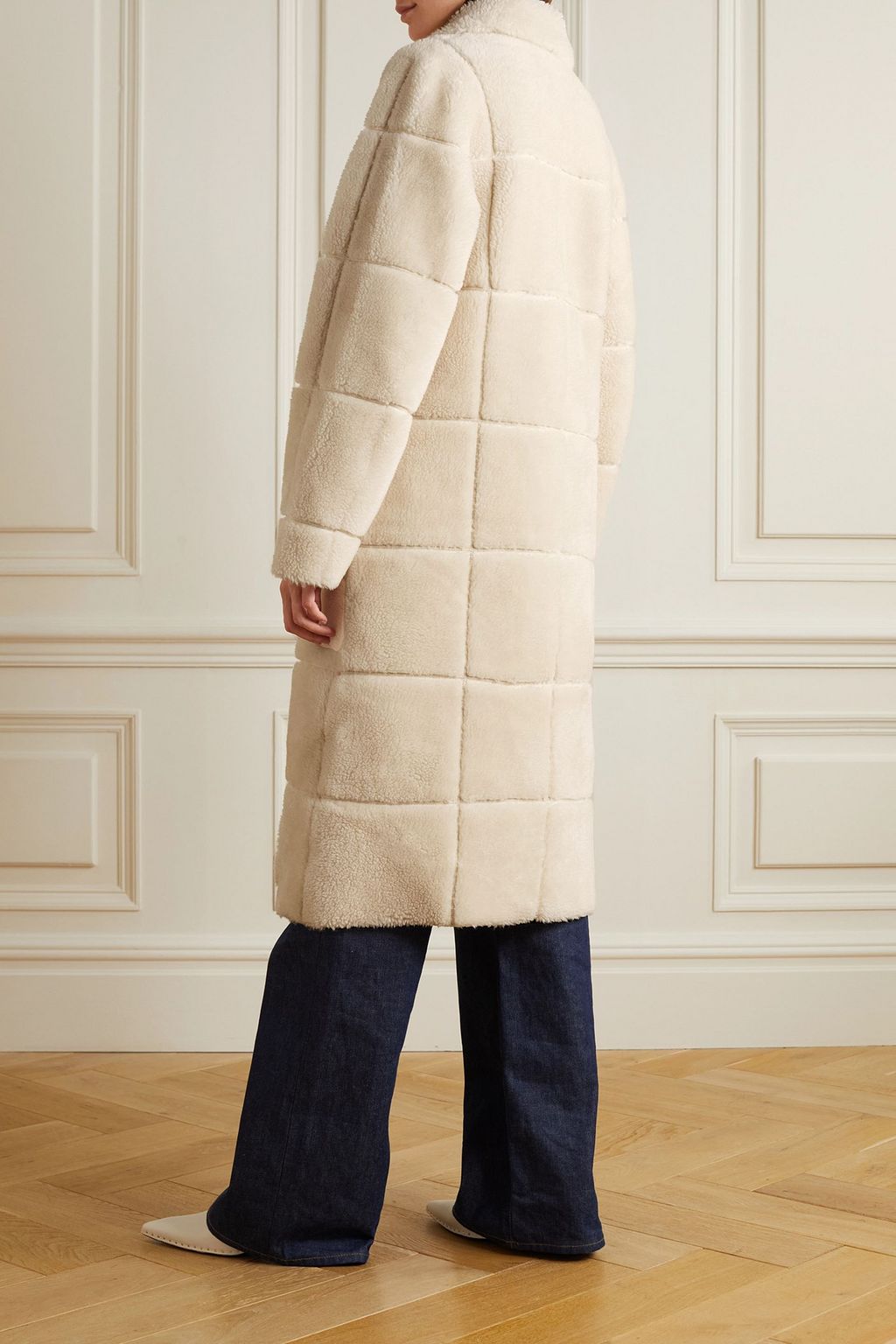 LVIR Double-breasted paneled faux shearling coat