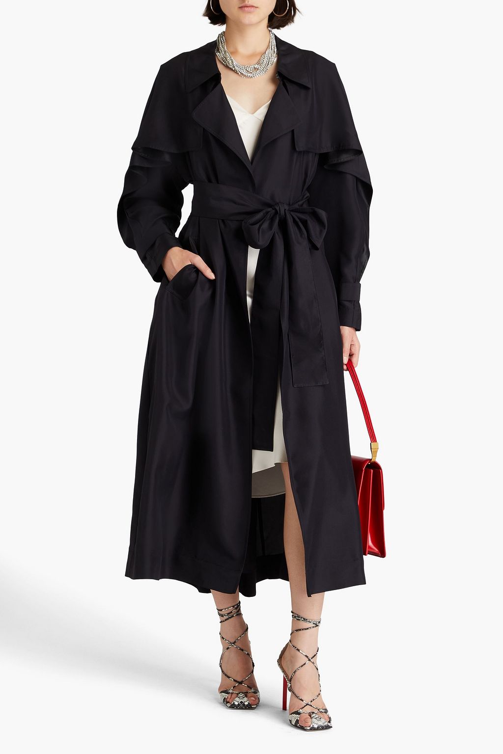 VICTORIA BECKHAM Belted silk-habotai trench coat