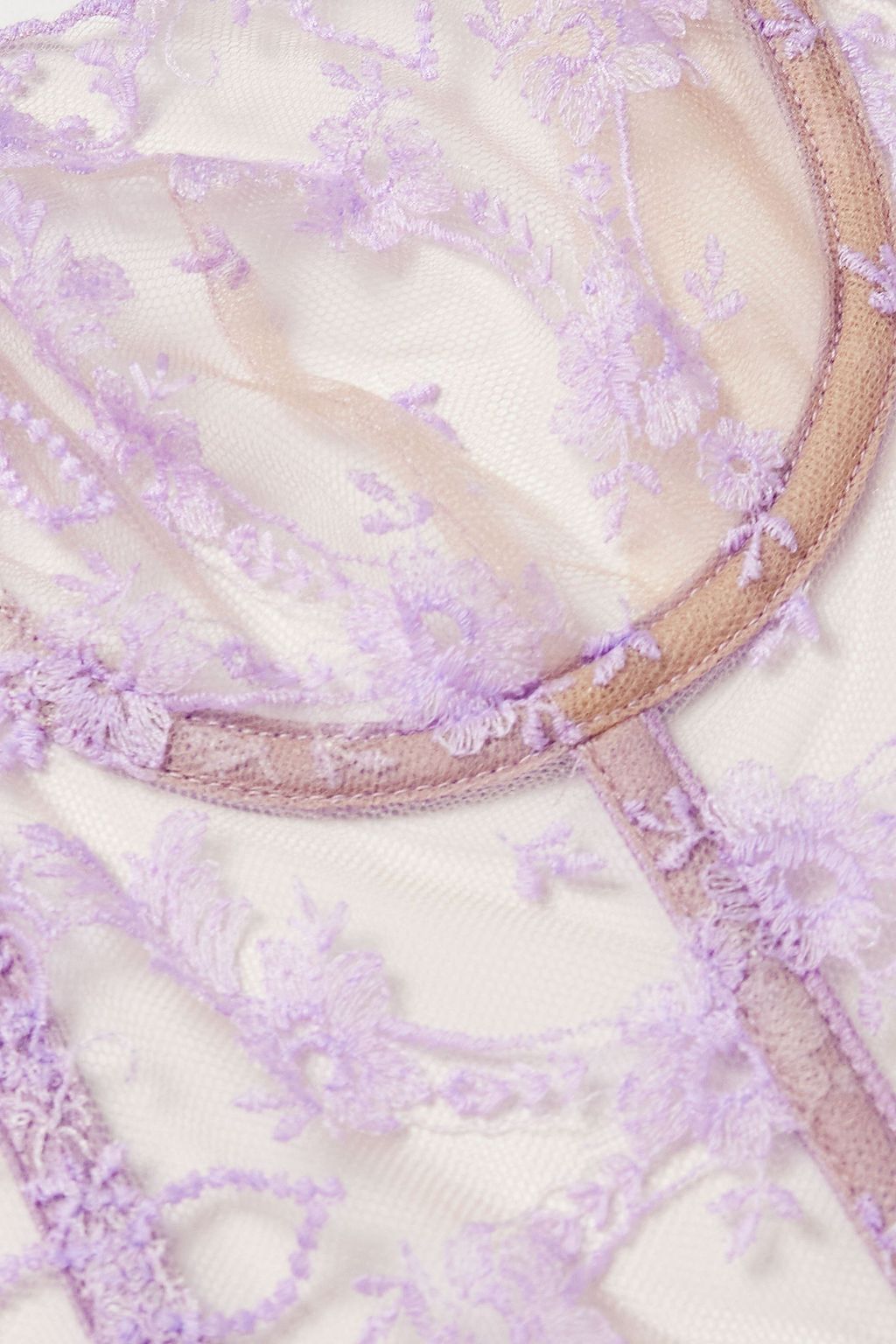 I.D. SARRIERI بلوزة بوستيه Petal Bloom من التول المطرّز مدعّمة بأسلاك سفلية