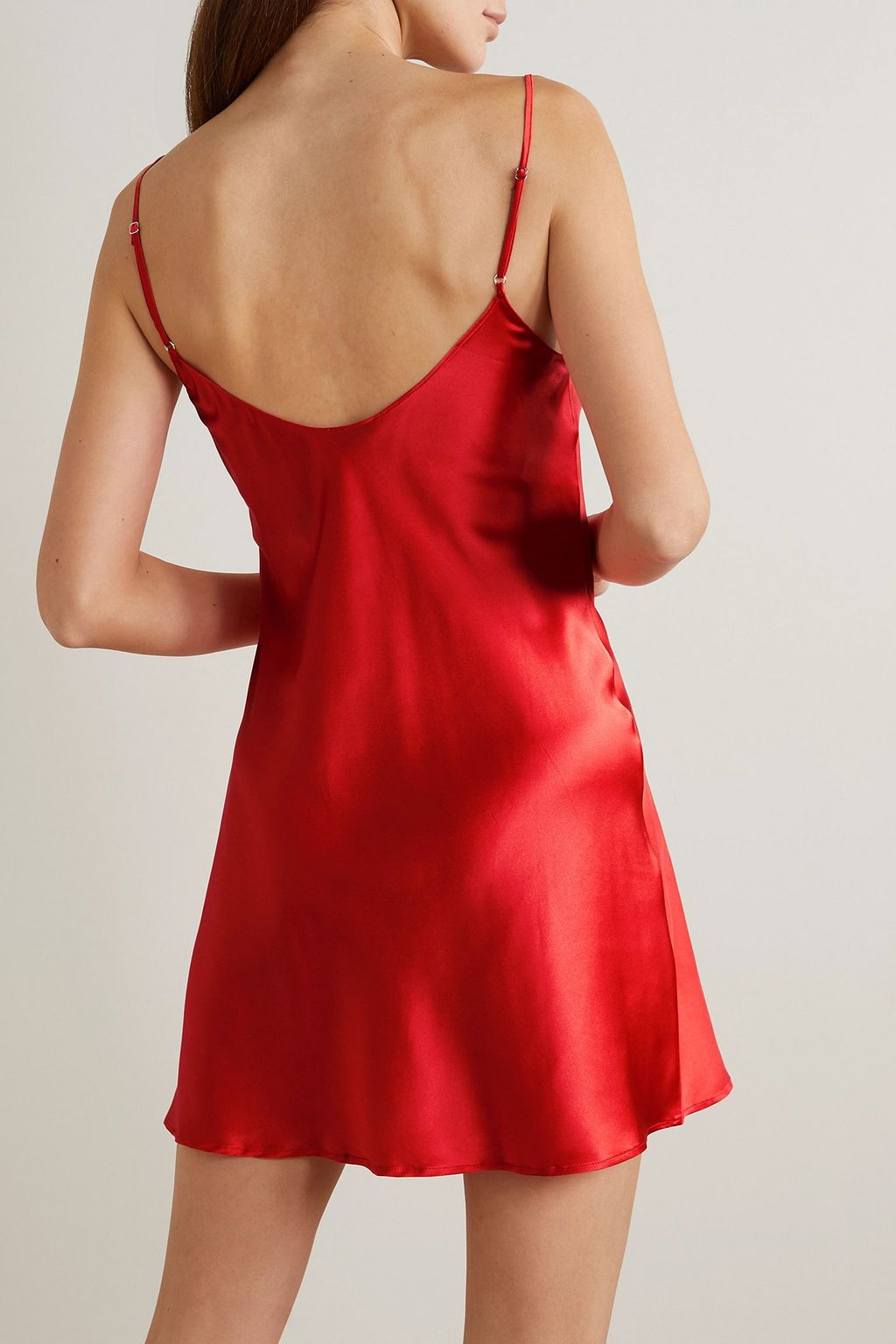 I.D. SARRIERI Lace-trimmed silk-blend satin chemise