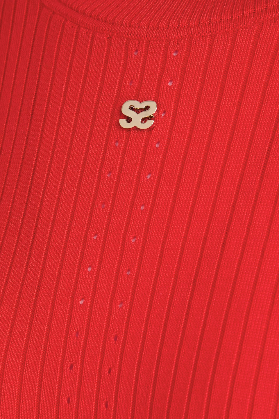 Sandro Embellished Ribbed-knit Sweater In Red