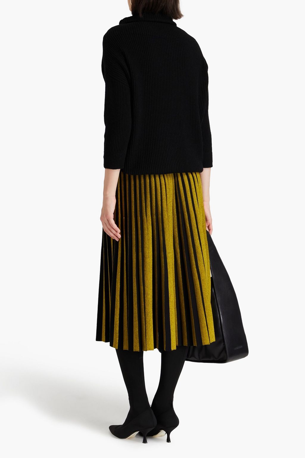 AUTUMN CASHMERE كنزة رياضية بياقة عالية مصنوعة من الكشمير بتصميم مضلّع