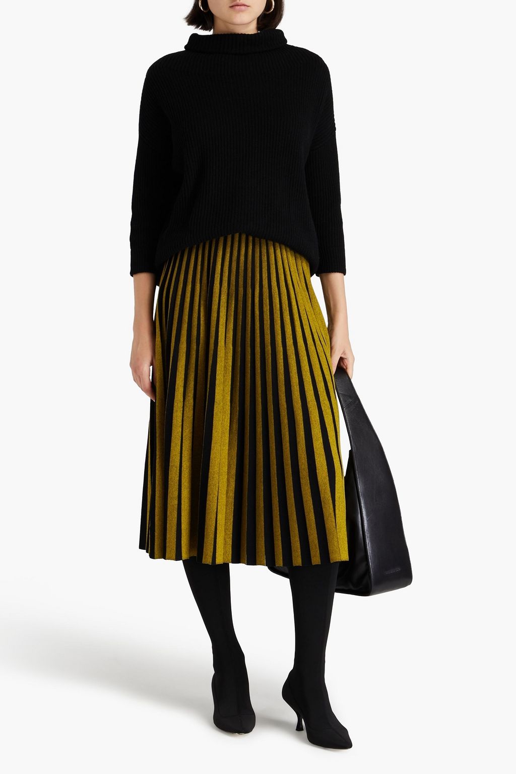 AUTUMN CASHMERE كنزة رياضية بياقة عالية مصنوعة من الكشمير بتصميم مضلّع