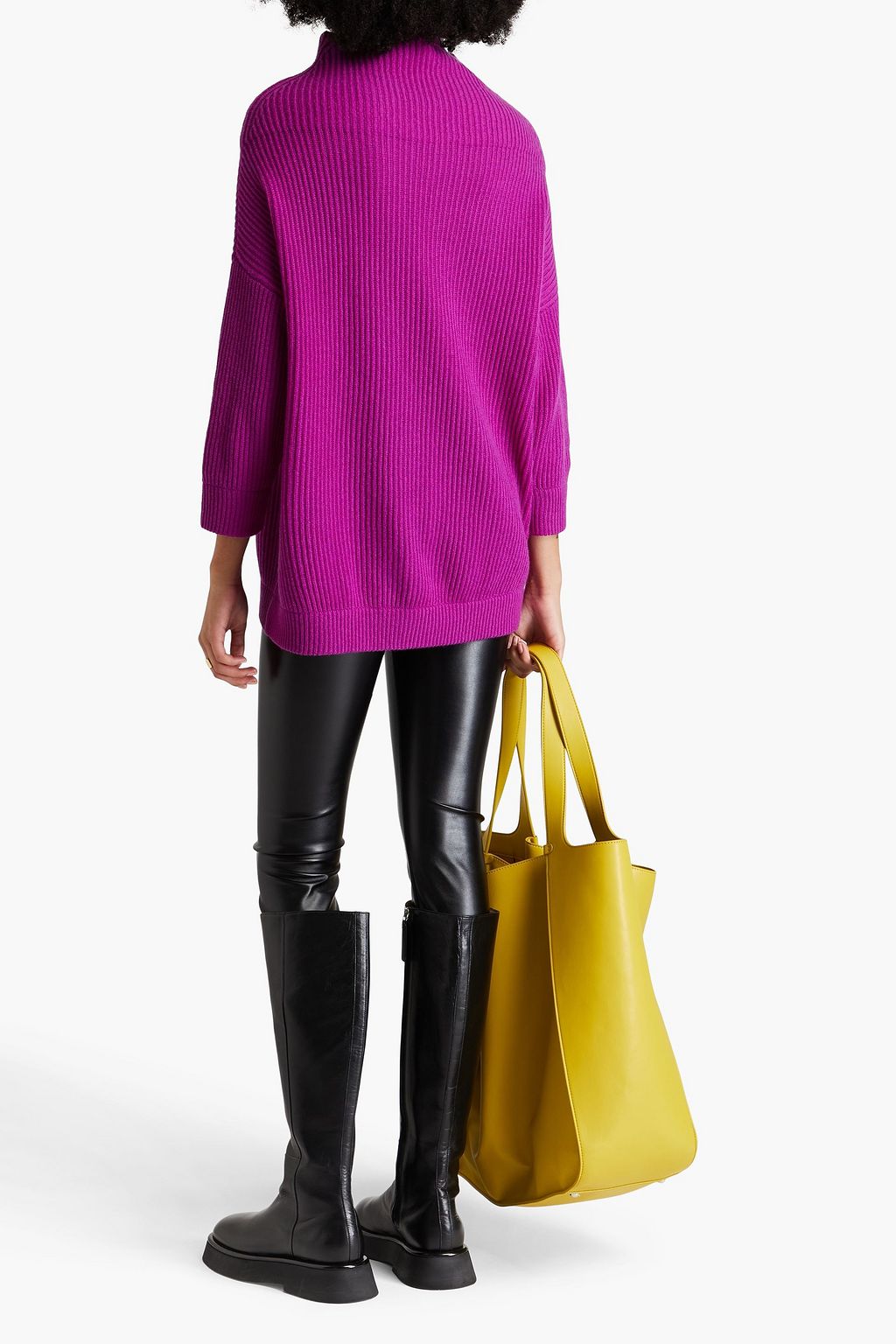 AUTUMN CASHMERE كنزة رياضية بياقة عالية مصنوعة من الكشمير بتصميم مضلّع