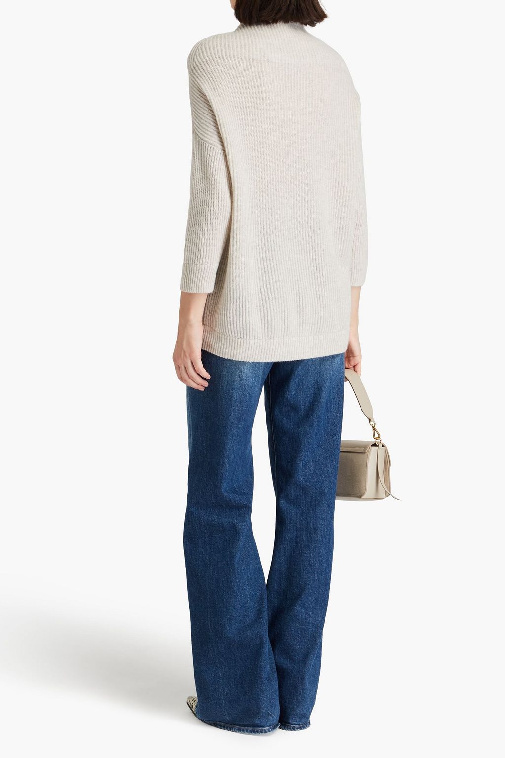 AUTUMN CASHMERE كنزة رياضية بياقة عالية مصنوعة من الكشمير بتصميم مضلّع