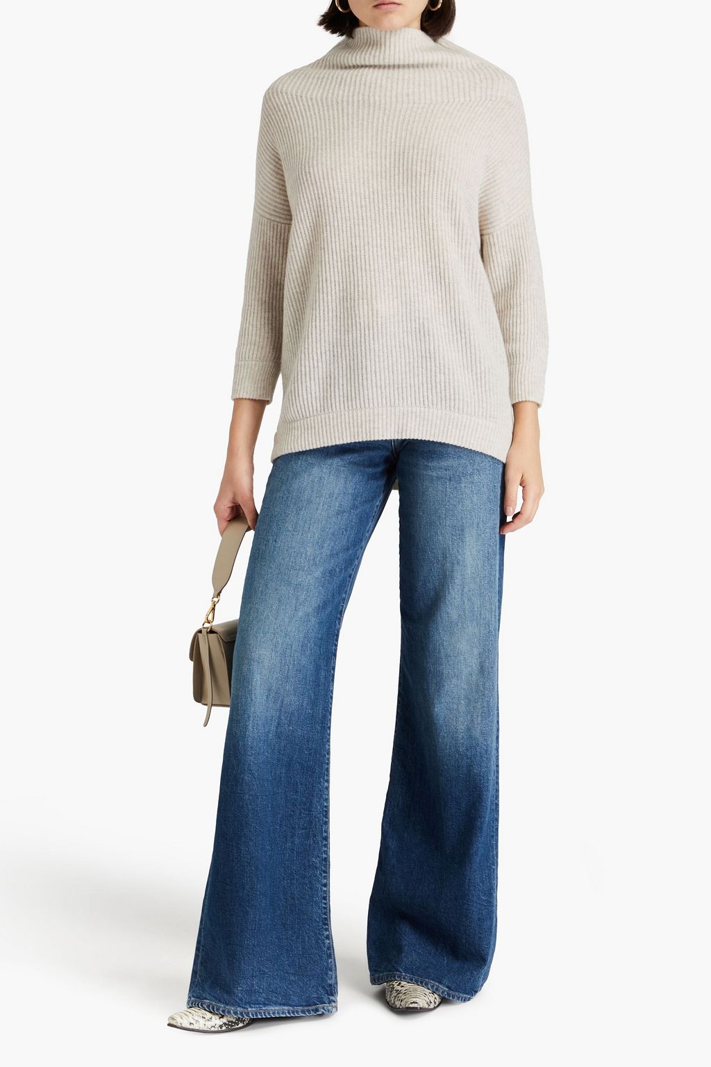 AUTUMN CASHMERE كنزة رياضية بياقة عالية مصنوعة من الكشمير بتصميم مضلّع
