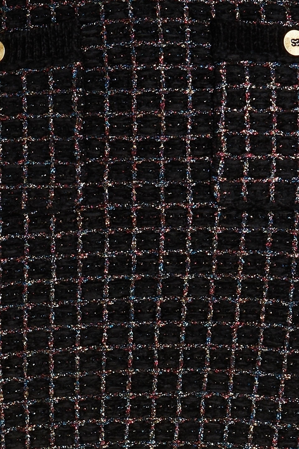 Sandro Metallic Checked Knitted Mini Skirt In Black