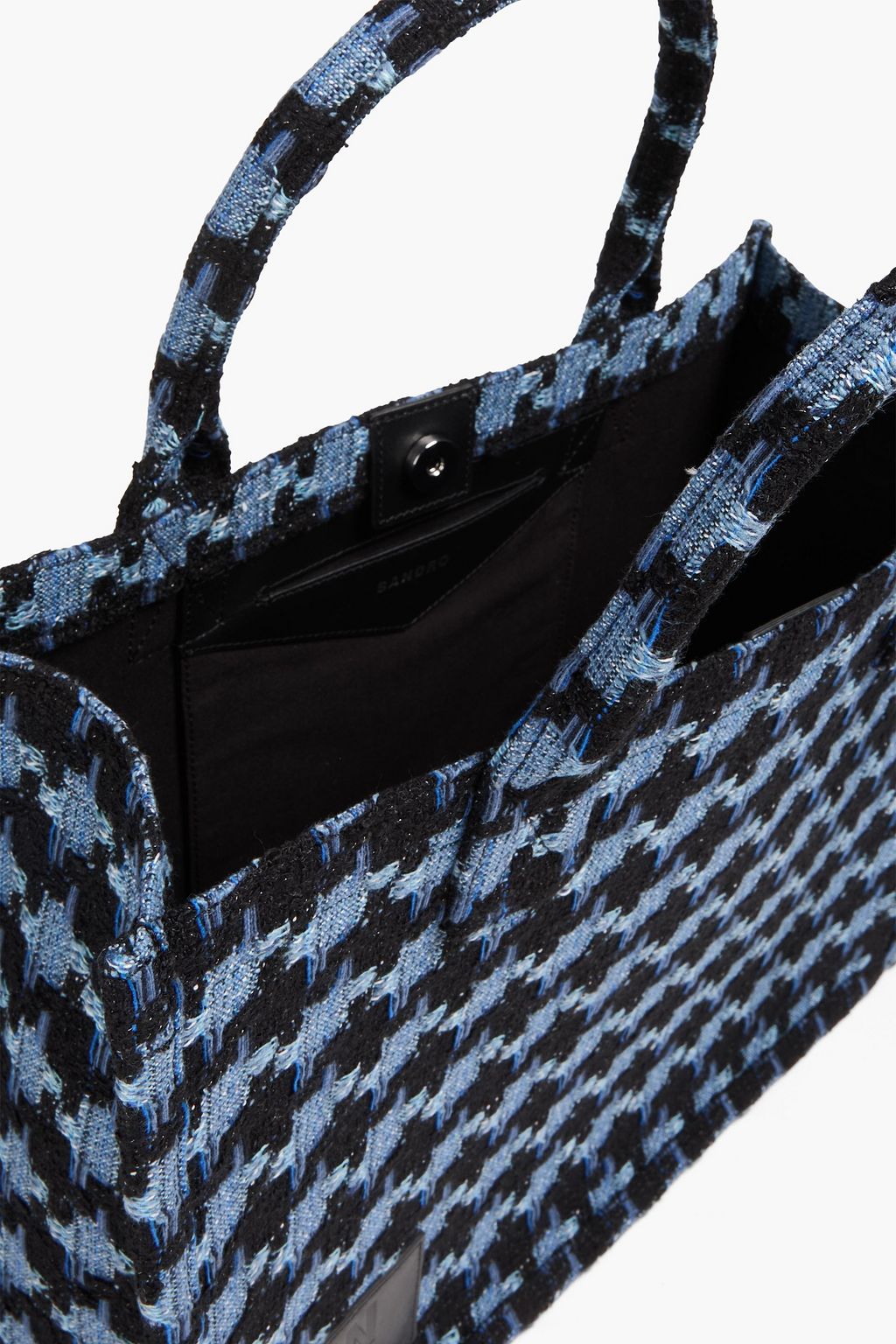 SANDRO Embellished houndstooth tweed tote