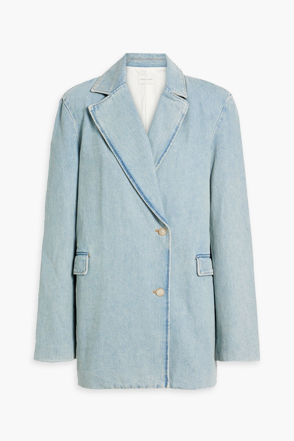 Loulou Studio Mina Double-breasted Denim Blazer In Light Denim