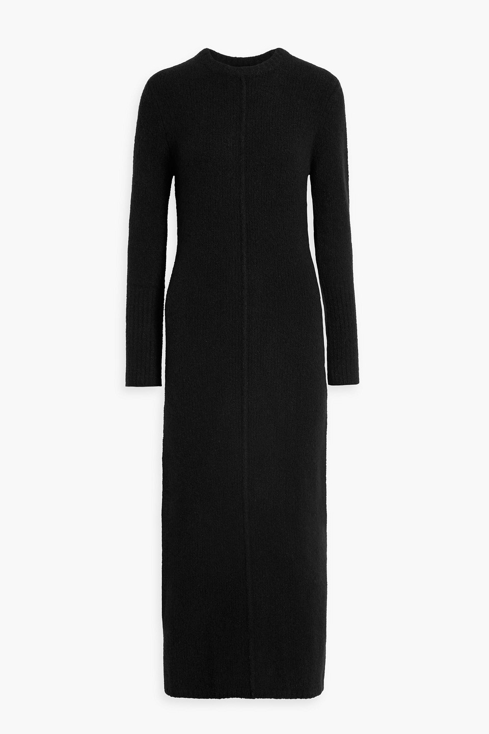 Loulou Studio Long Dress With Ribbed Texture And Slit In Black
