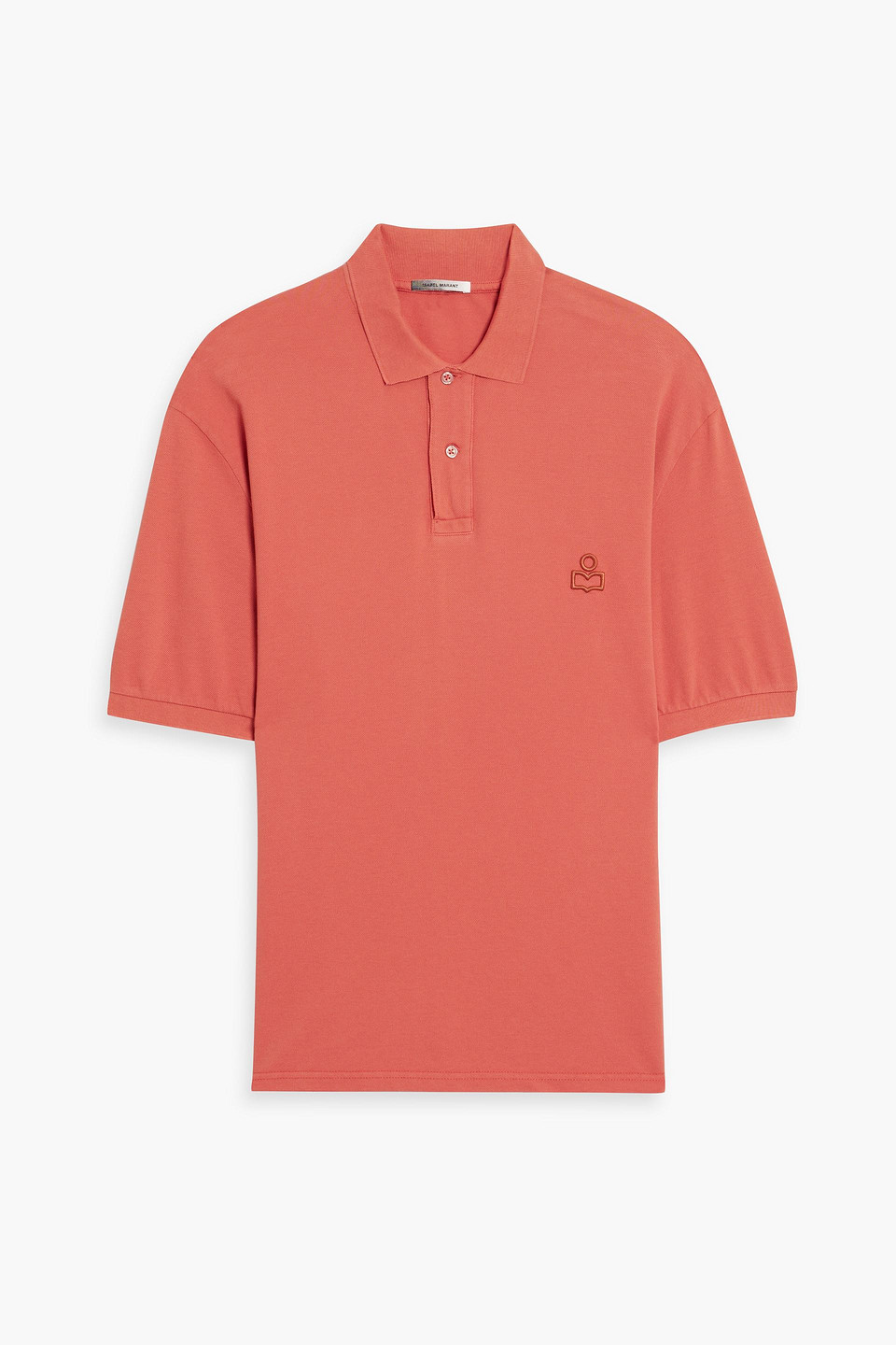 Isabel Marant Anafiko Embroidered Cotton-piqué Polo Shirt In Coral