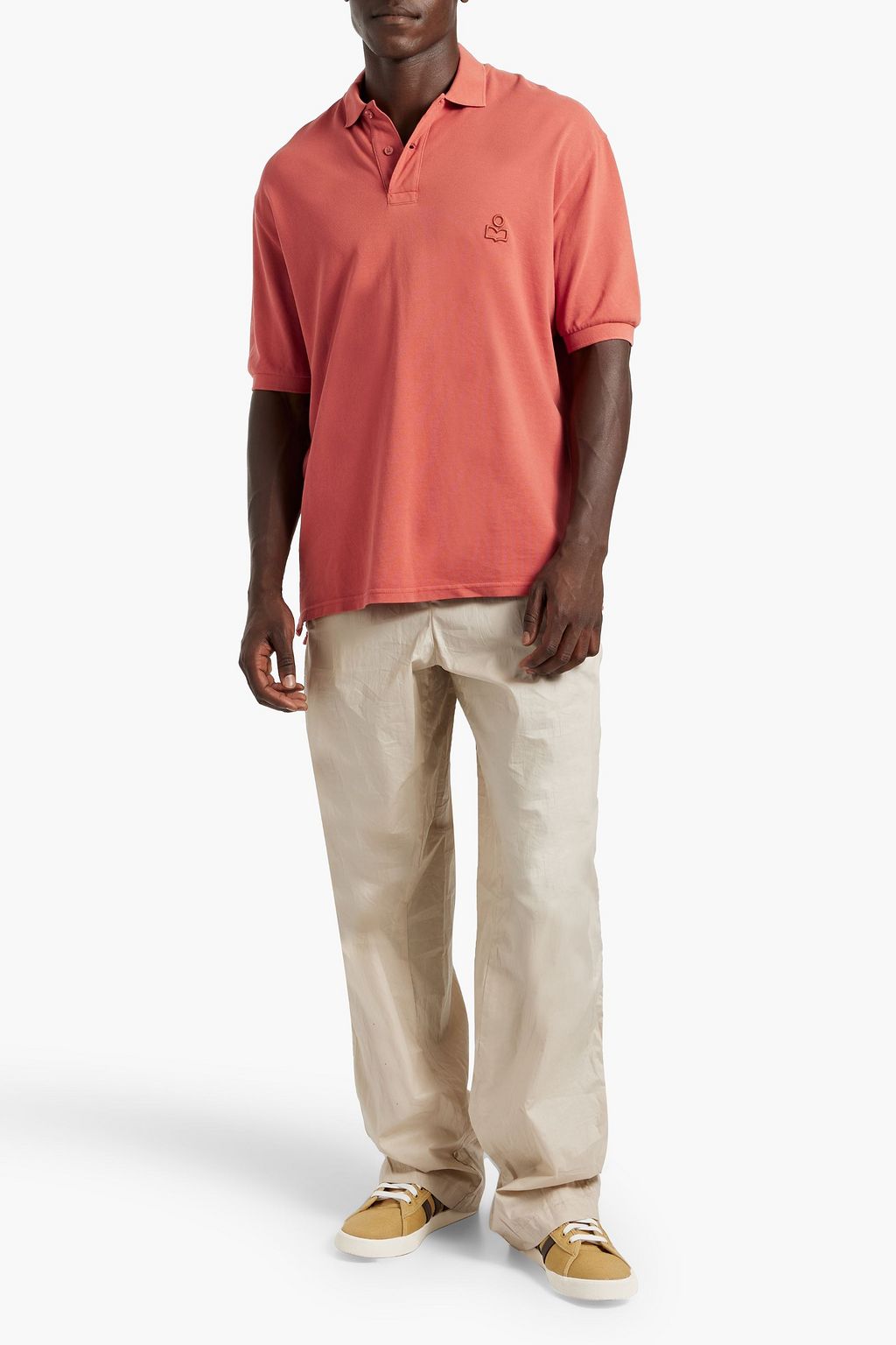 ISABEL MARANT Anafiko embroidered cotton-piqué polo shirt