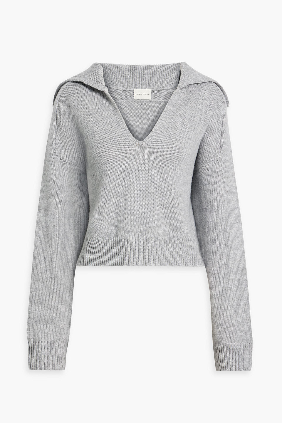 Loulou Studio Aksi Wool And Cashmere-blend Polo Sweater In Gray