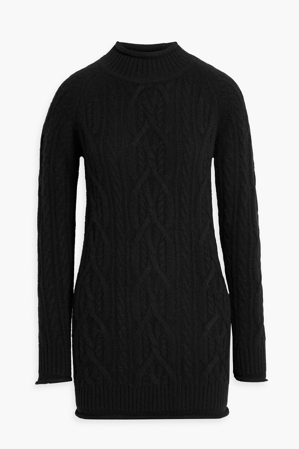 Loulou Studio Layo Cable-knit Cashmere Turtleneck Mini Dress In Black