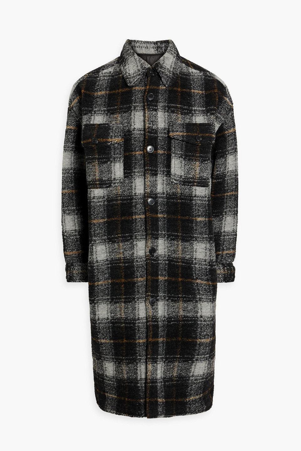 Isabel Marant Kotajot Checked Wool-blend Tweed Coat In Black