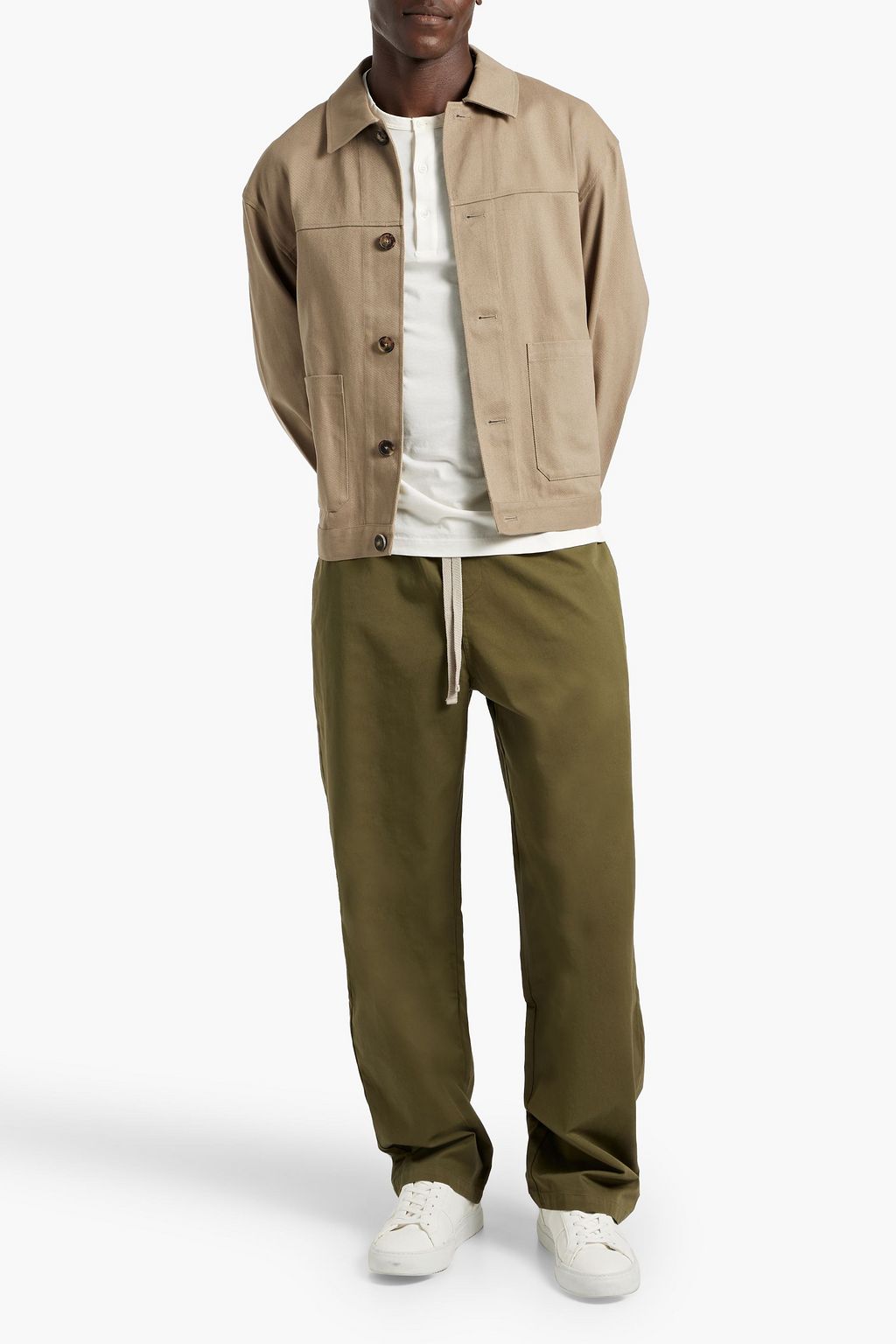 FRAME Lyocell and cotton-blend twill drawstring pants