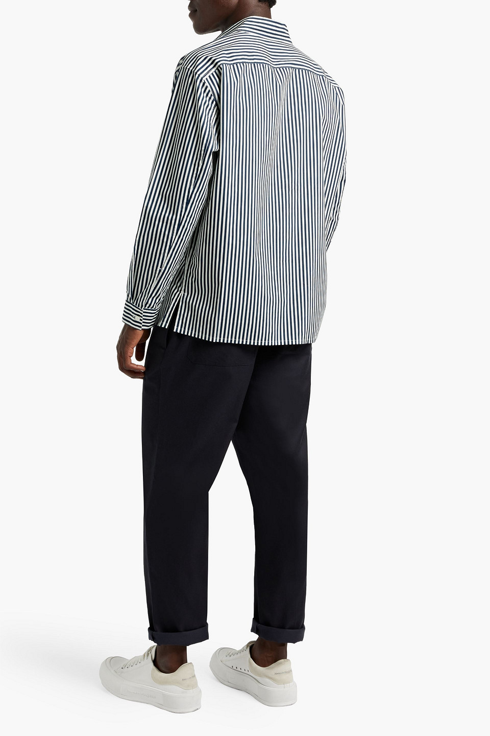 Frame Striped Cotton-poplin Shirt In White