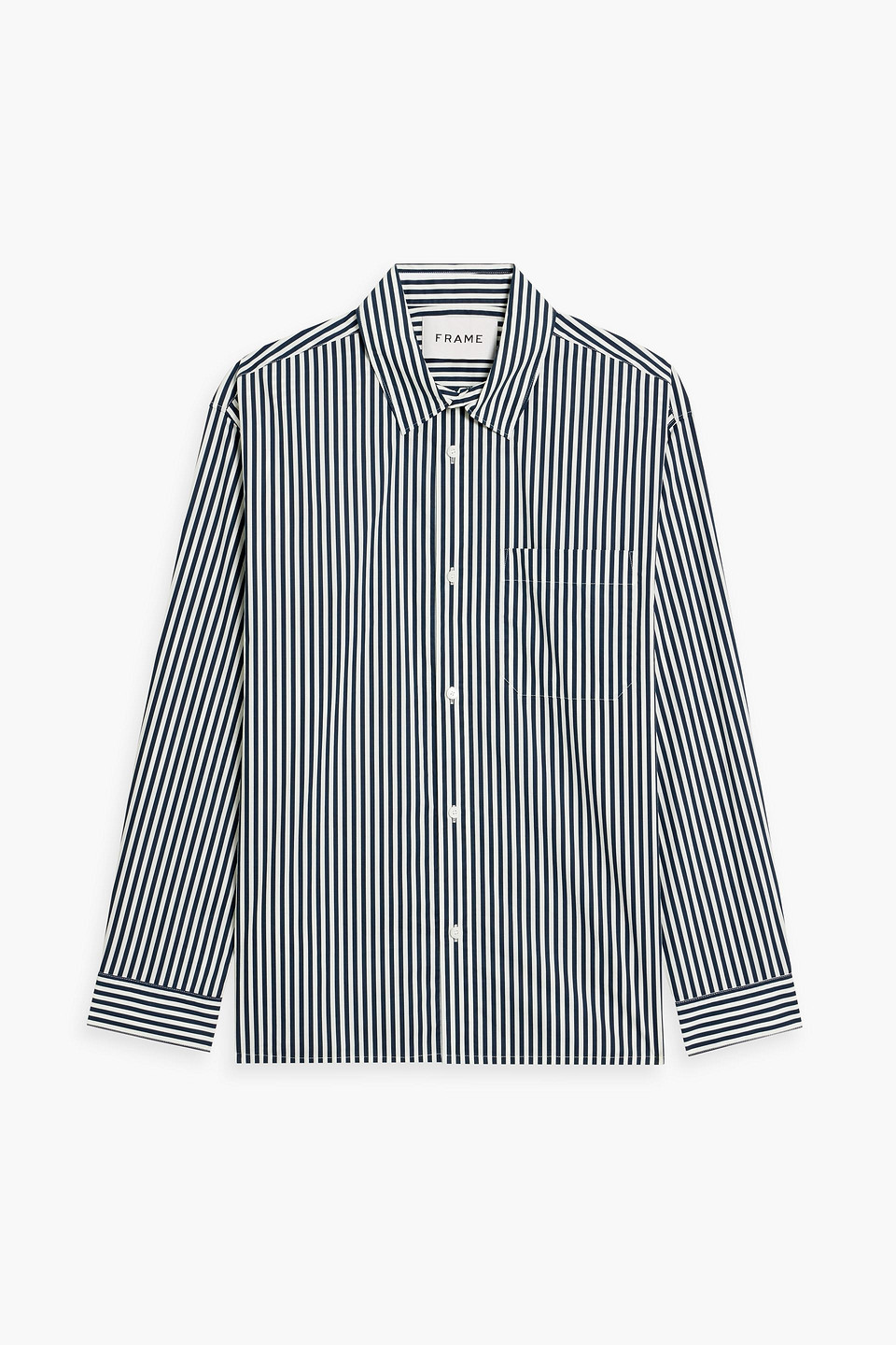 Frame Striped Cotton-poplin Shirt In White