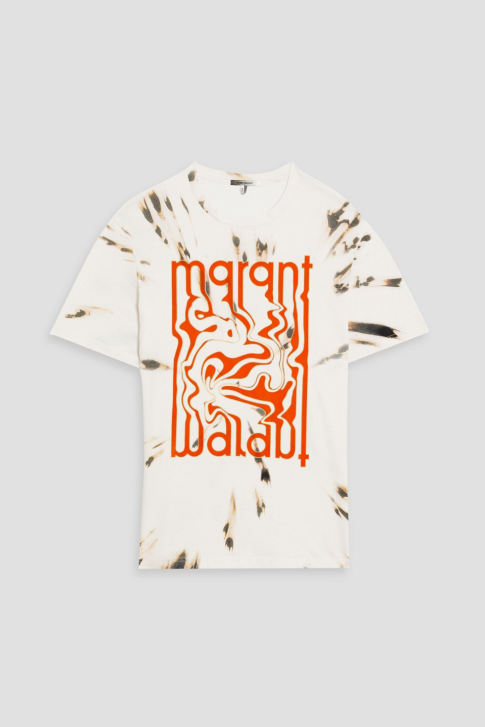 Isabel Marant Zeno Flocked Tie-dyed Cotton-jersey T-shirt In Ecru