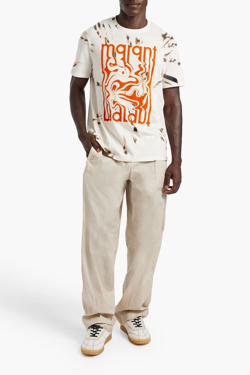 ISABEL MARANT Zeno flocked tie-dyed cotton-jersey T-shirt