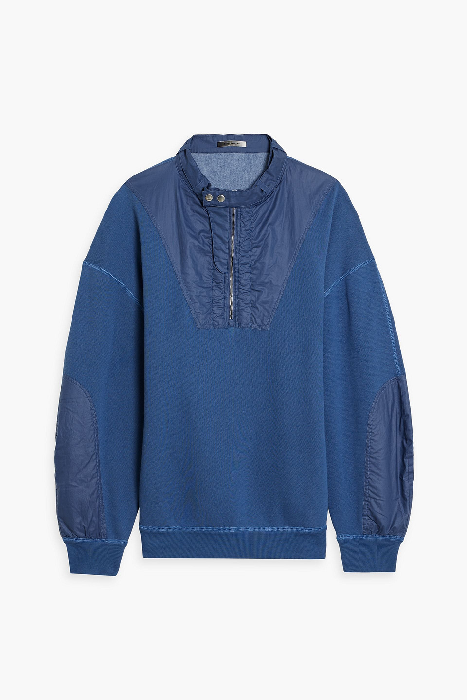 Isabel Marant Walid Shell-paneled Cotton-blend Half-zip Sweatshirt In Blue