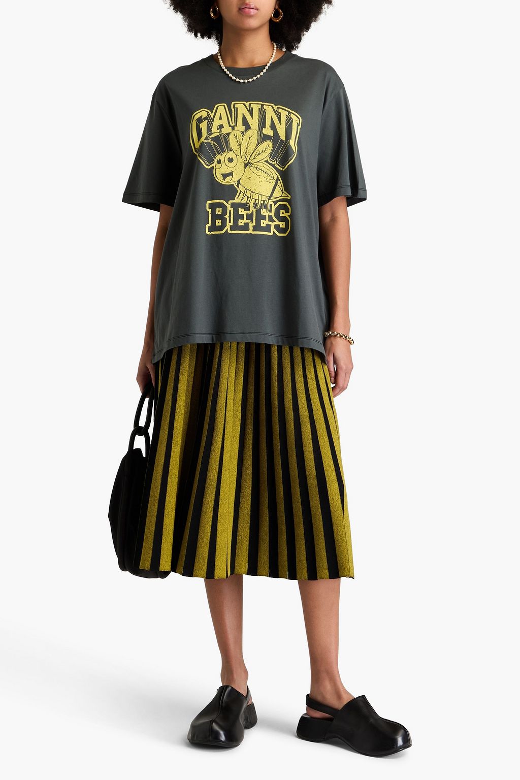 GANNI Oversized printed cotton-jersey T-shirt