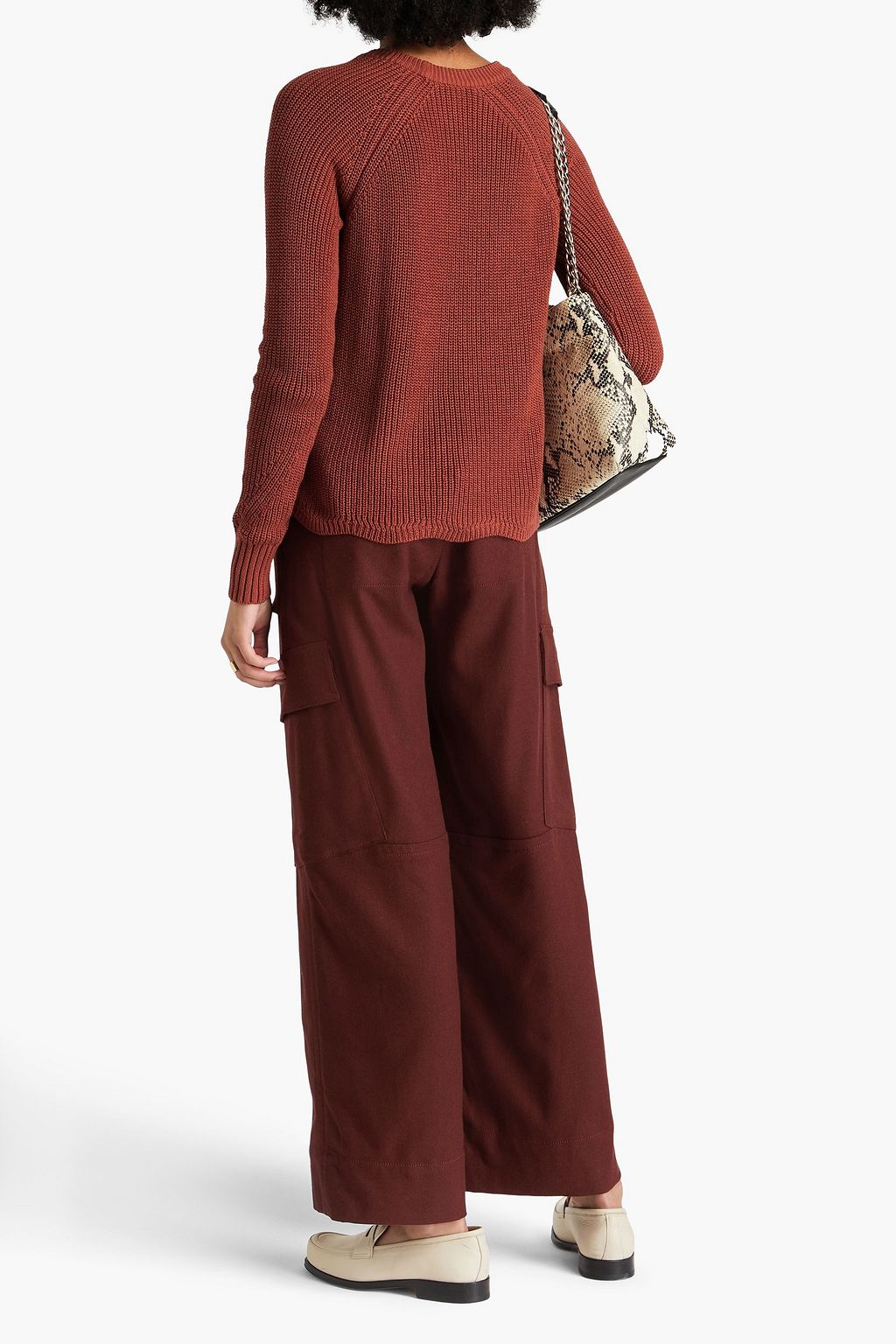COTTON BY AUTUMN CASHMERE كنزة رياضية مصنوعة من القطن بتصميم مضلّع