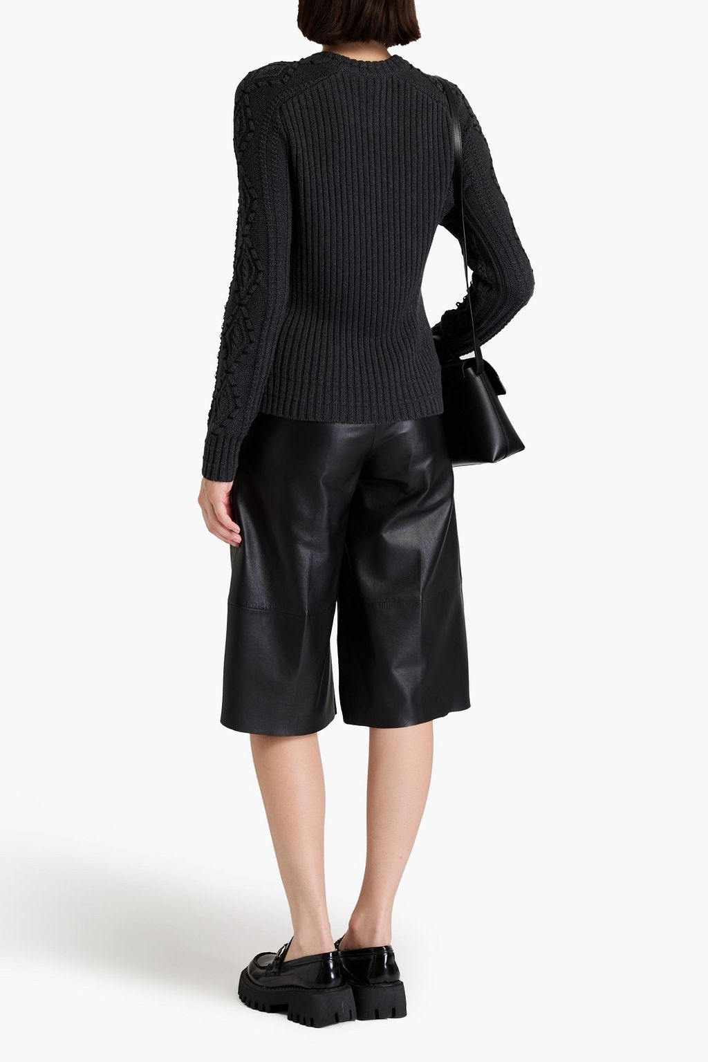 COTTON BY AUTUMN CASHMERE كنزة من القطن محبوك بحبكة غليظة ومطرّز
