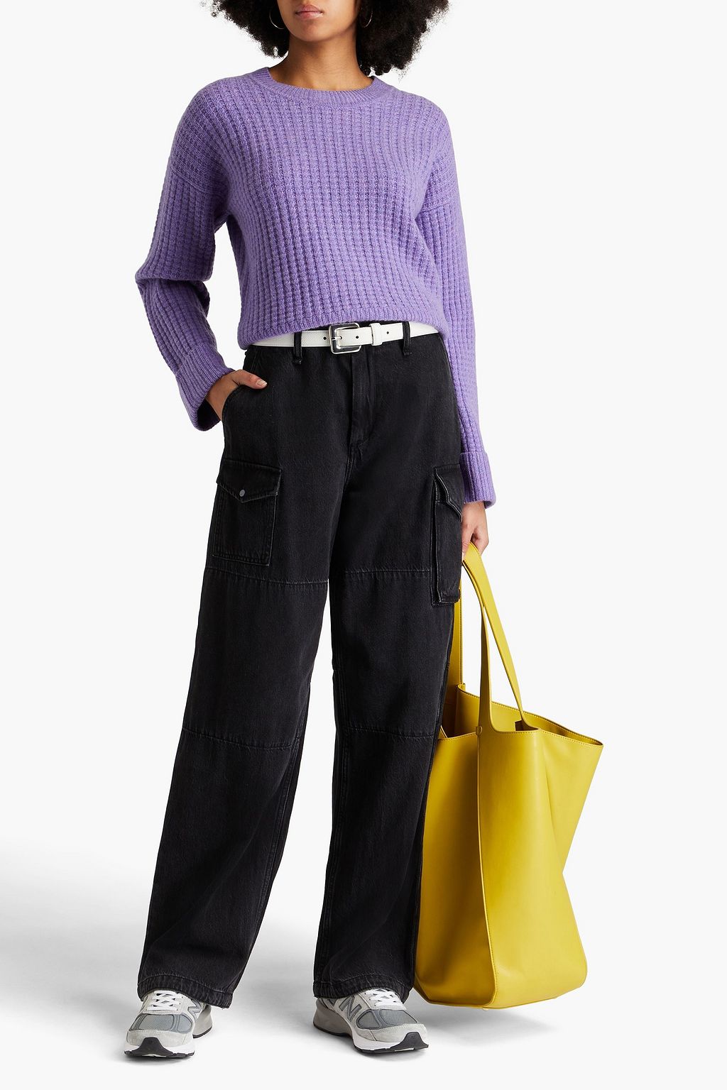 AUTUMN CASHMERE كنزة رياضية من الكشمير بنمط نسيج محبوك بنمط وافل
